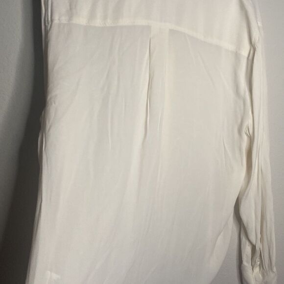 NWT Women Sheer Off White Button Down Long Sleeve Blouse Top Size XXL Office - Picture 12 of 13